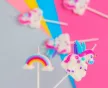 Unikornis Rainbow tortagyertya, gyertya szett 5 db-os