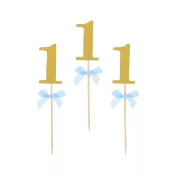 Kék 1st Birthday díszítő pálca 10 db-os