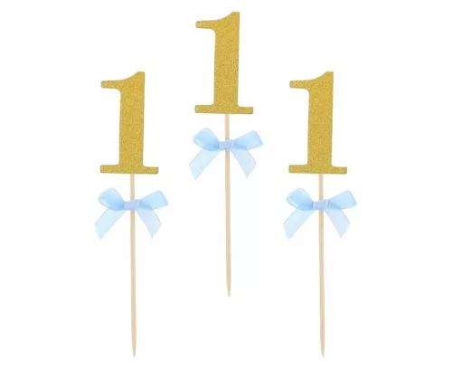 Kék 1st Birthday díszítő pálca 10 db-os