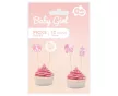 Rózsaszín Baby Girl díszítő pálca 12 db-os