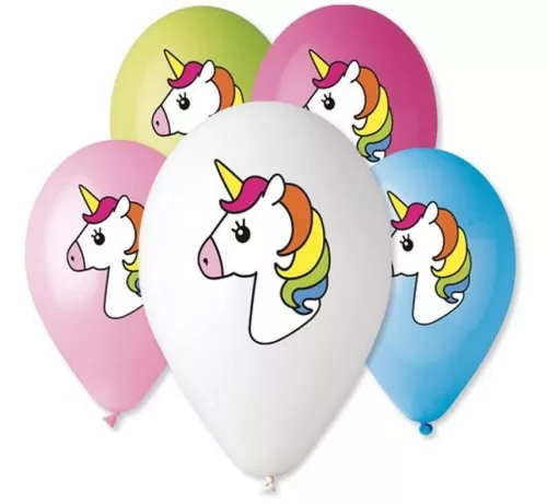 Unikornis Multicolor léggömb, lufi 5 db-os 12 inch (30cm)
