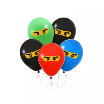 Nindzsa Mask léggömb, lufi 5 db-os 12 inch (30 cm)