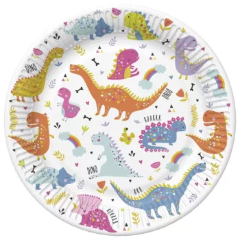 Dinoszaurusz Funny papírtányér 8 db-os 22,7 cm