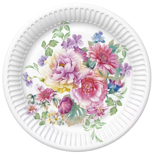 Virág Arrangement papírtányér 8 db-os 18 cm