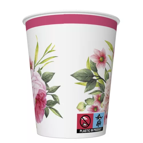 Rózsa Twigs with Leaves papír pohár 8 db-os 250 ml