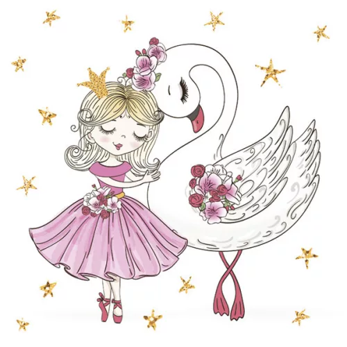 Balett, Balerina With Swan szalvéta 20 db-os 33x33 cm