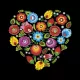Virág Folk Heart Black szalvéta 20 db-os 33x33 cm