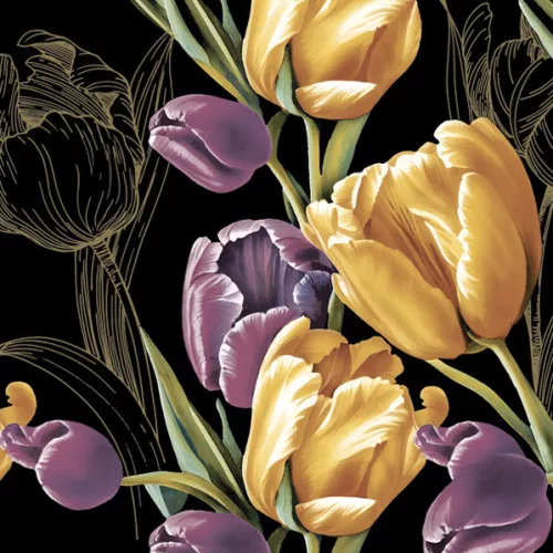 Tulipán Majestic Black szalvéta 20 db-os 33x33 cm