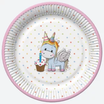 Unikornis Sweet papírtányér 8 db-os 22,7 cm