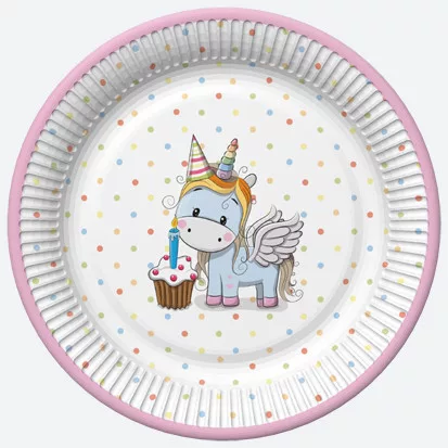 Unikornis Sweet papírtányér 8 db-os 22,7 cm