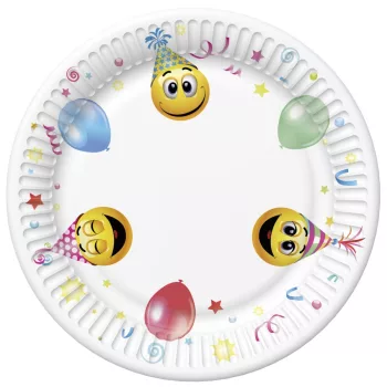 Smiley Icons&Balloons papírtányér 8 db-os 18 cm