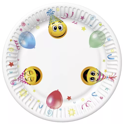 Smiley Icons&Balloons papírtányér 8 db-os 18 cm