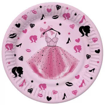 Lányos Party Dress papírtányér 8 db-os 18 cm