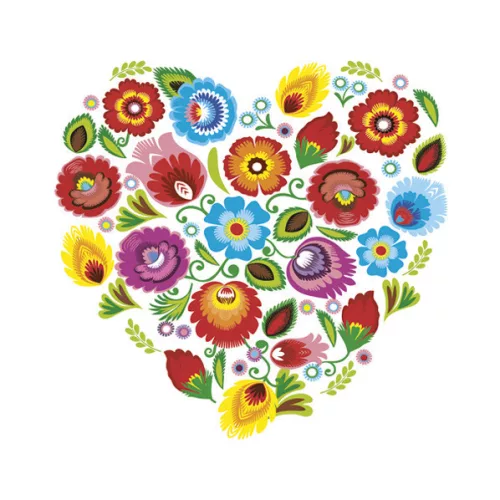 Virág Folk Heart szalvéta 20 db-os 33x33 cm