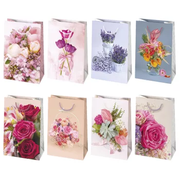   Virág Bouquets papír ajándéktasak, ajándékzacskó 16x24x7 cm