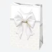 Fehér Bow papír ajándéktasak, ajándékzacskó 23x32x11 cm