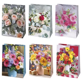   Virág Bouquet papír ajándéktasak, ajándékzacskó 23x32x11 cm