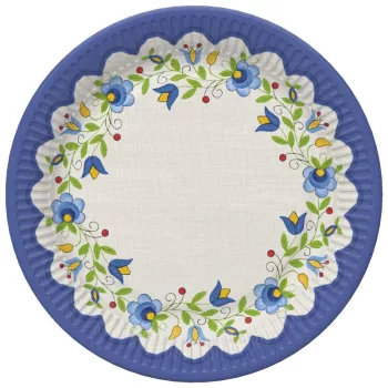 Hímzés Folk papírtányér 8 db-os 22,7 cm