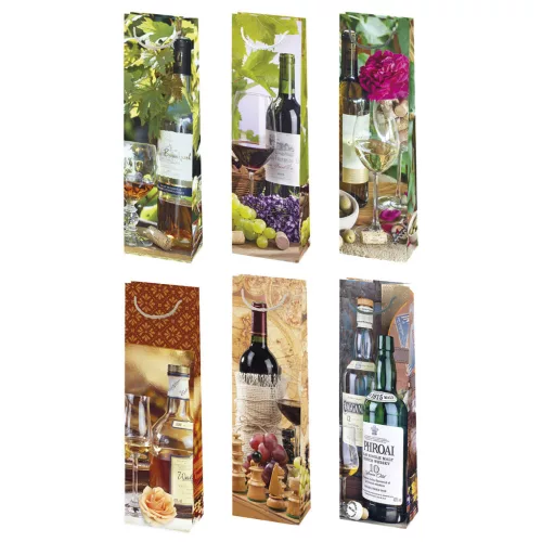 Színes Bottles papír italtáska 12x40x9 cm