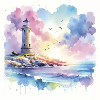Világítótorony Watercolour szalvéta 20 db-os 33x33 cm