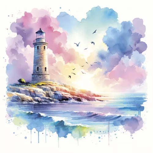 Világítótorony Watercolour szalvéta 20 db-os 33x33 cm