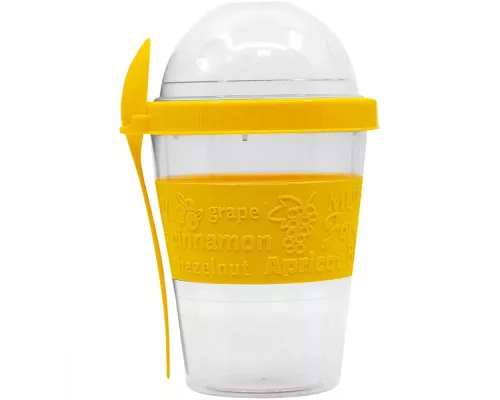 Snack tartó Yellow fedéllel és kanállal 500 ml