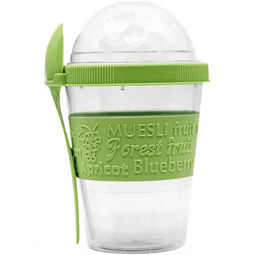 Snack tartó Green fedéllel és kanállal 500 ml