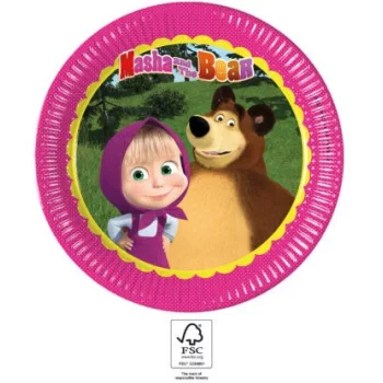 Mása és a medve Forest papírtányér 8 db-os 23 cm FSC