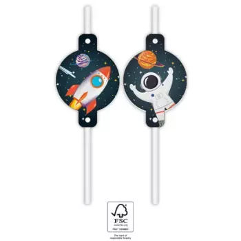 Űr Rocket Space papír szívószál, 4 db-os szett FSC