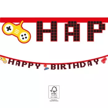 Gaming Party Happy Birthday felirat FSC 2 m