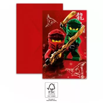 Lego Ninjago party meghívó 6 db-os FSC