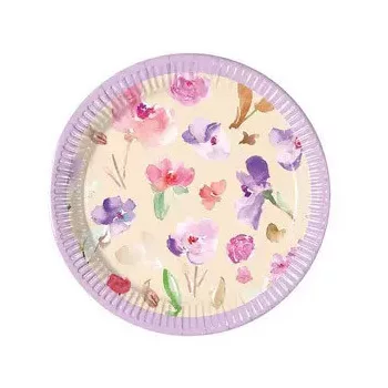 Virág Watercolor Flowers papírtányér 8 db-os 20 cm