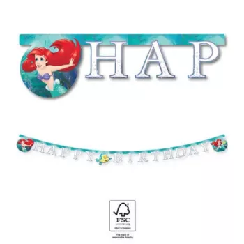   Disney Hercegnők, Ariel Curious Happy Birthday felirat FSC 2 m