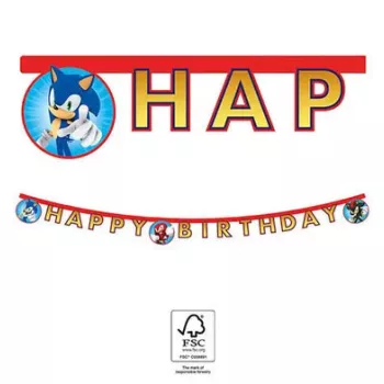 Sonic a sündisznó Sega Happy Birthday felirat FSC 2 m