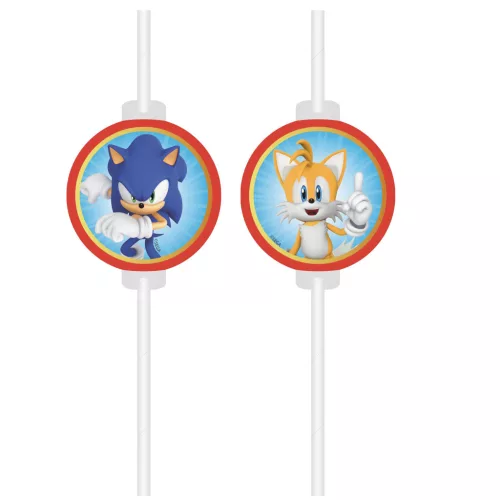 Sonic a sündisznó Sega papír szívószál, 4 db-os szett FSC