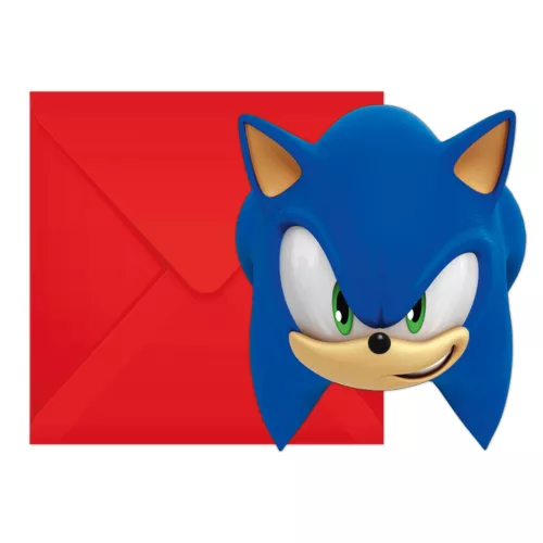 Sonic a sündisznó Sega party meghívó 6 db-os FSC
