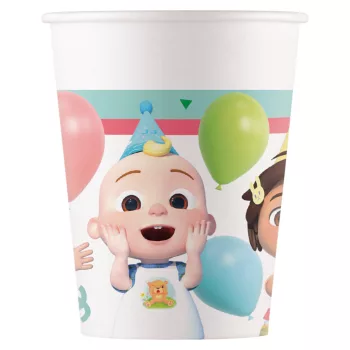 CoComelon Birthday papír pohár 8 db-os 200 ml FSC