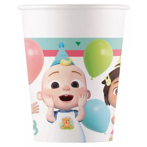 CoComelon Birthday papír pohár 8 db-os 200 ml FSC