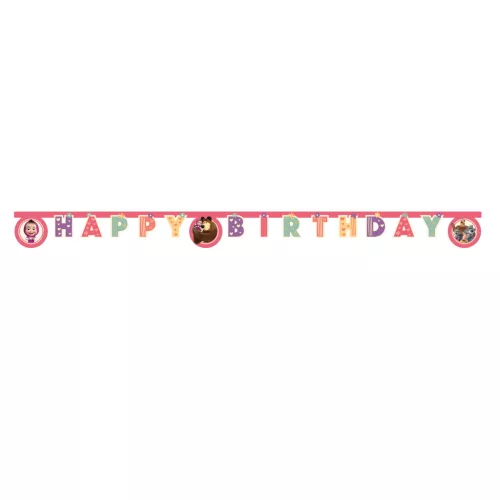 Mása és a medve Sweet Heart Happy Birthday felirat 200 cm FSC