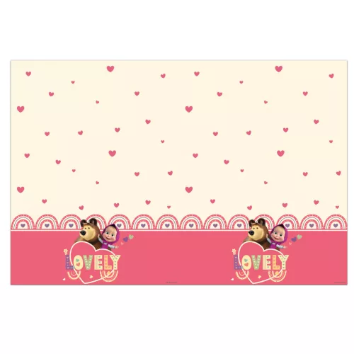 Mása és a medve Sweet Heart műanyag asztalterítő 120x180 cm