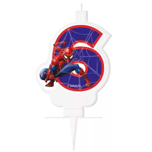 Pókember Marvel 6-os tortagyertya, számgyertya