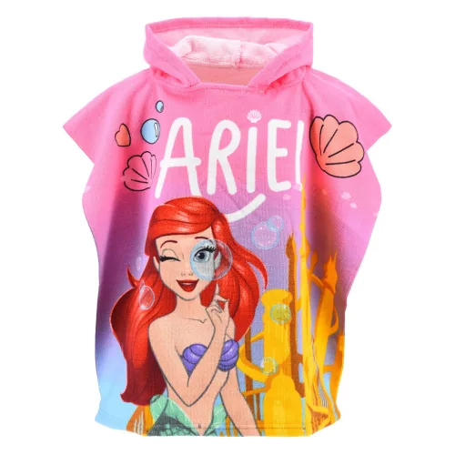 Disney Hercegnők Ariel Pink strand törölköző poncsó 55x110 cm (Fast Dry)