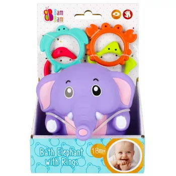 Elefánt Purple baba fürdőjáték gyűrűkkel