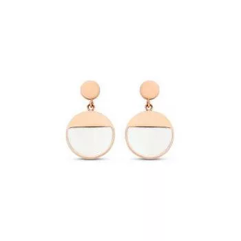 Victoria Rose gold színű fehér mintás fülbevaló